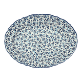 Platter, Oval, Scalloped, 16.75" x 12.25" Large in "Scattered Blues" by Manufaktura | P165S-AS45