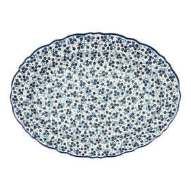 Polish Pottery Large Scalloped Oval Platter (Scattered Blues) | P165S-AS45 Additional Image at PolishPotteryOutlet.com