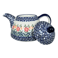 A picture of a Polish Pottery 0.9 Liter Teapot (Flower Power) | C005T-JS14 as shown at PolishPotteryOutlet.com/products/0-9-liter-teapot-flower-power-c005t-js14