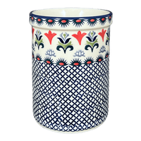 A picture of a Polish Pottery Utensil Holder (Scandinavian Scarlet) | P082U-P295 as shown at PolishPotteryOutlet.com/products/utensil-holder-wine-chiller-scandinavian-scarlet-p082u-p295