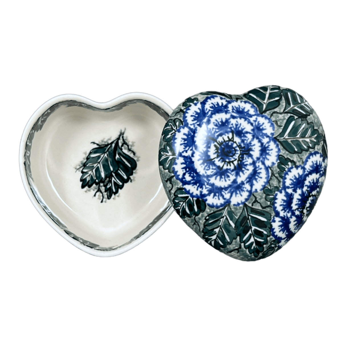 Heart Box, 4.5" in "Blue Dahlia" by Ceramika Artystyczna | A143-U1473