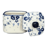 Bowl, Square, Sugar Bowl, 3.5" in "Blue & White Trumpet Vines" by Manufaktura | C030U-JZ43