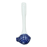 A picture of a Polish Pottery Gravy Ladle (Floral Fans) | L015S-P314 as shown at PolishPotteryOutlet.com/products/7-5-gravy-ladle-floral-fans-l015s-p314