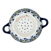 A picture of a Polish Pottery Bowl, Round, Colander/Berry, 7.75", WR (WR62A) in "Pansy Wreath" by W.R. Ceramika | WR62A-EZ2 as shown at PolishPotteryOutlet.com/products/7-75-colander-berry-bowl-pansy-wreath-wr62a-ez2