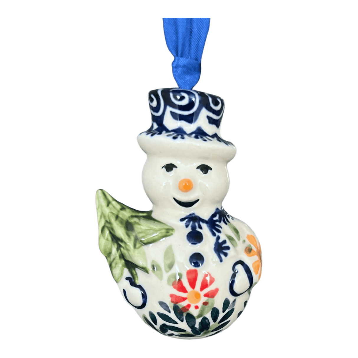 Ornament, Snowman with Tree, 2" in "Flower Power" by Manufaktura | K143T-JS14