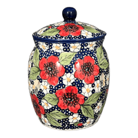 A picture of a Polish Pottery 2 Liter Canister (Poppies & Posies) | P074S-IM02 as shown at PolishPotteryOutlet.com/products/2-liter-canister-poppies-posies-p074s-im02
