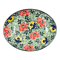 A picture of a Polish Pottery Dish, Oval, 10.25" in "Tropical Love" by Ceramika Artystyczna | AC93-U4705 as shown at PolishPotteryOutlet.com/products/10-25-oval-dish-tropical-love-ac93-u4705