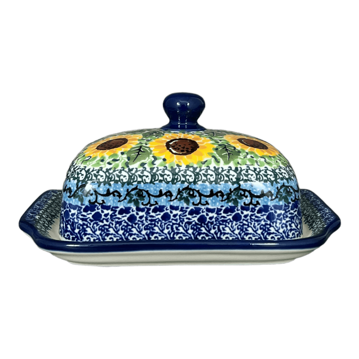 Butter Dish, 7" x 5.5" in "Sunflowers" by Ceramika Artystyczna | A295-U4739