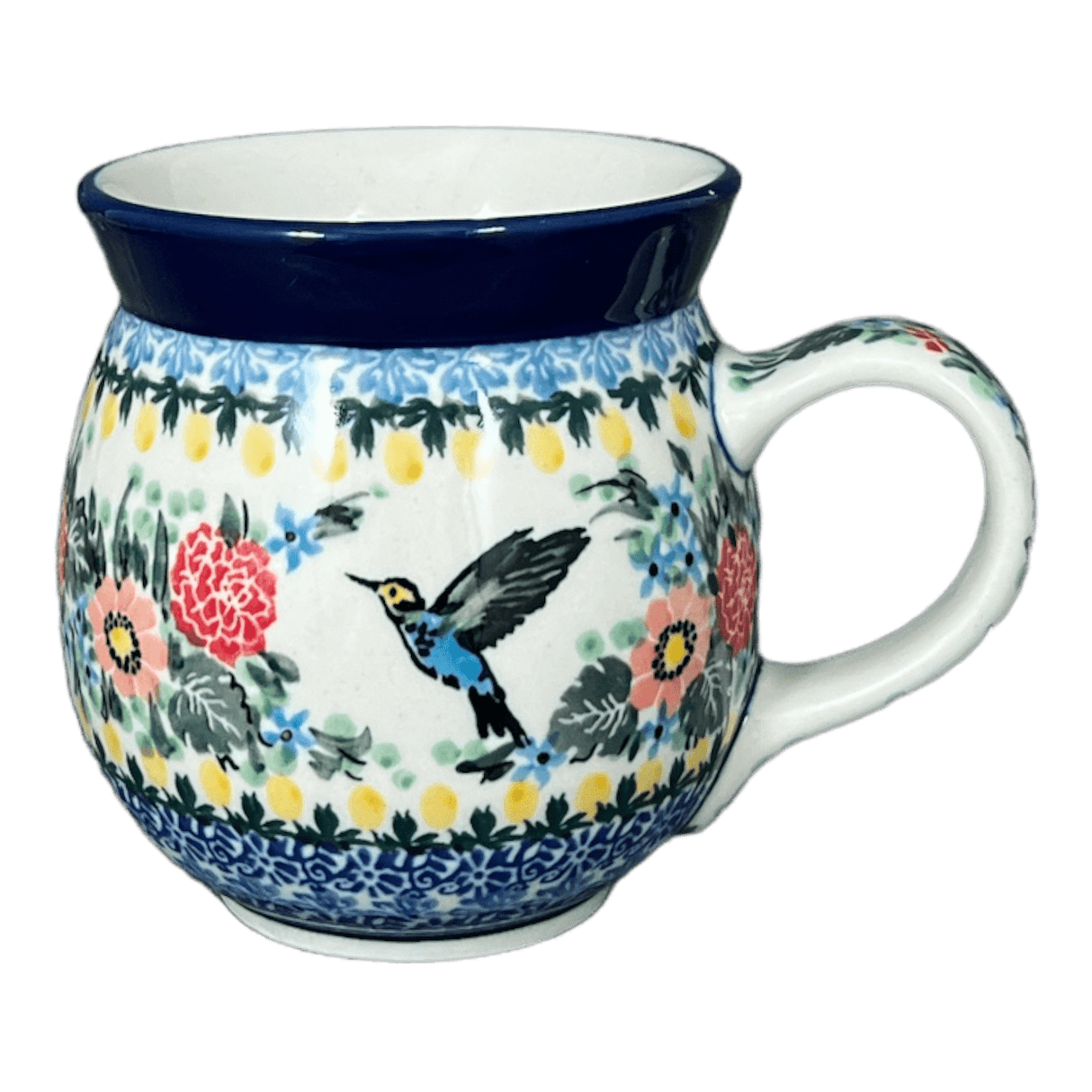 Mug, Belly Mug, 16 oz Large in "Hummingbird Bouquet" by Ceramika Artystyczna | A073-U3357