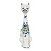 Polish Pottery Figurine, Tall Cat, 12.5", WR (WR40A) in "Pansy Wreath" by W.R. Ceramika | WR40A-EZ2 at PolishPotteryOutlet.com