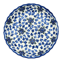 A picture of a Polish Pottery Pan, Tart, 9.8", WR (WR52D) in "Blossoms & Berries" by W.R. Ceramika | WR52D-AW1 as shown at PolishPotteryOutlet.com/products/tart-pan-blossoms-berries-wr52d-aw1