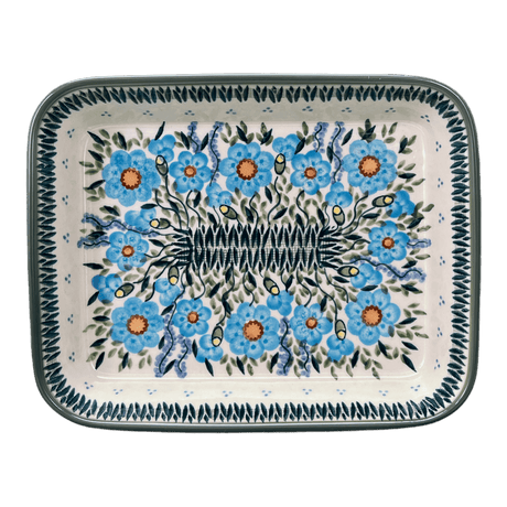 Baker, Rectangular, 8"x10" in "Baby Blue Blossoms - Solid Rim" by Manufaktura | P103S-JS49A