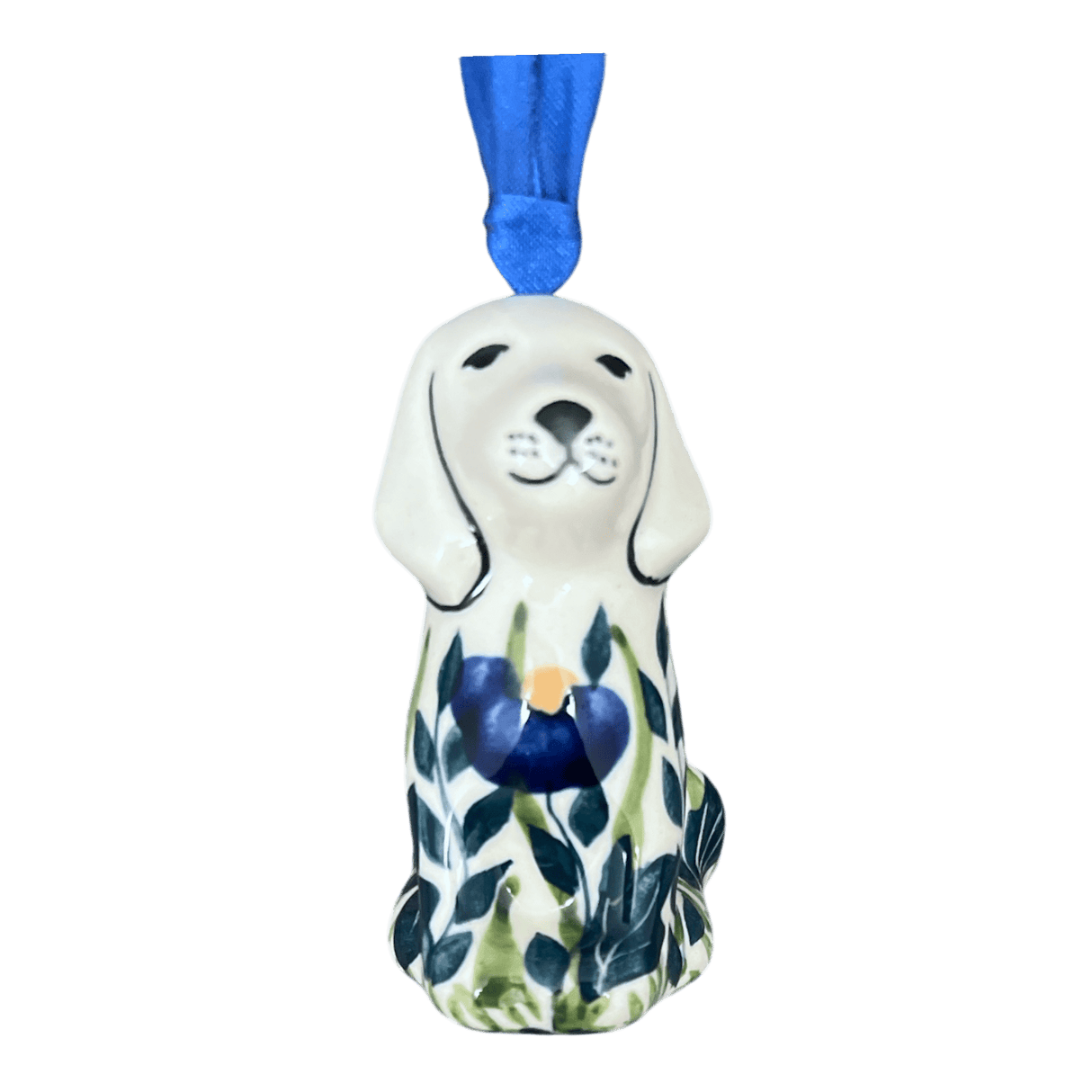 Ornament, Dog, 3" in "Bouncing Blue Blossoms" by Manufaktura | K164U-IM03