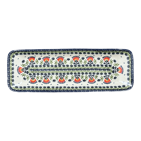 Platter, Rectangular, Long, 19.5" x 6.75" in "Floral Fans" by Manufaktura | P204S-P314