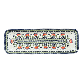 Polish Pottery Platter, Rectangular, Long, 19.5" x 6.75" in "Floral Fans" by Manufaktura | P204S-P314 Additional Image at PolishPotteryOutlet.com