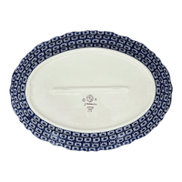 A picture of a Polish Pottery Platter, Oval, Scalloped, 16.75" x 12.25" Large in "Sun-Kissed Garden" by Manufaktura | P165S-GM15 as shown at PolishPotteryOutlet.com/products/large-scalloped-oval-platter-sun-kissed-garden-p165s-gm15