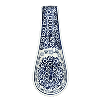 A picture of a Polish Pottery Spoon Rest, Large, 9.25" in "Butterfly Border" by Manufaktura | P007T-P249 as shown at PolishPotteryOutlet.com/products/large-spoon-rest-butterfly-border-p007t-p249