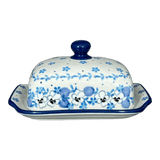 Butter Dish, 7" x 5.5" in "Pansy Blues" by Ceramika Artystyczna | A295-2346X