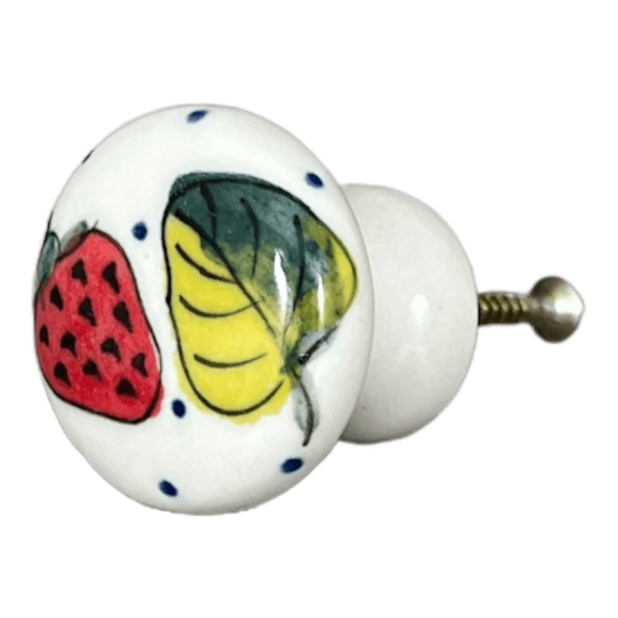 Drawer Pull, 1.25", WR (WR67A) in "Strawberries & Blossoms" by W.R. Ceramika | WR67A-WR2