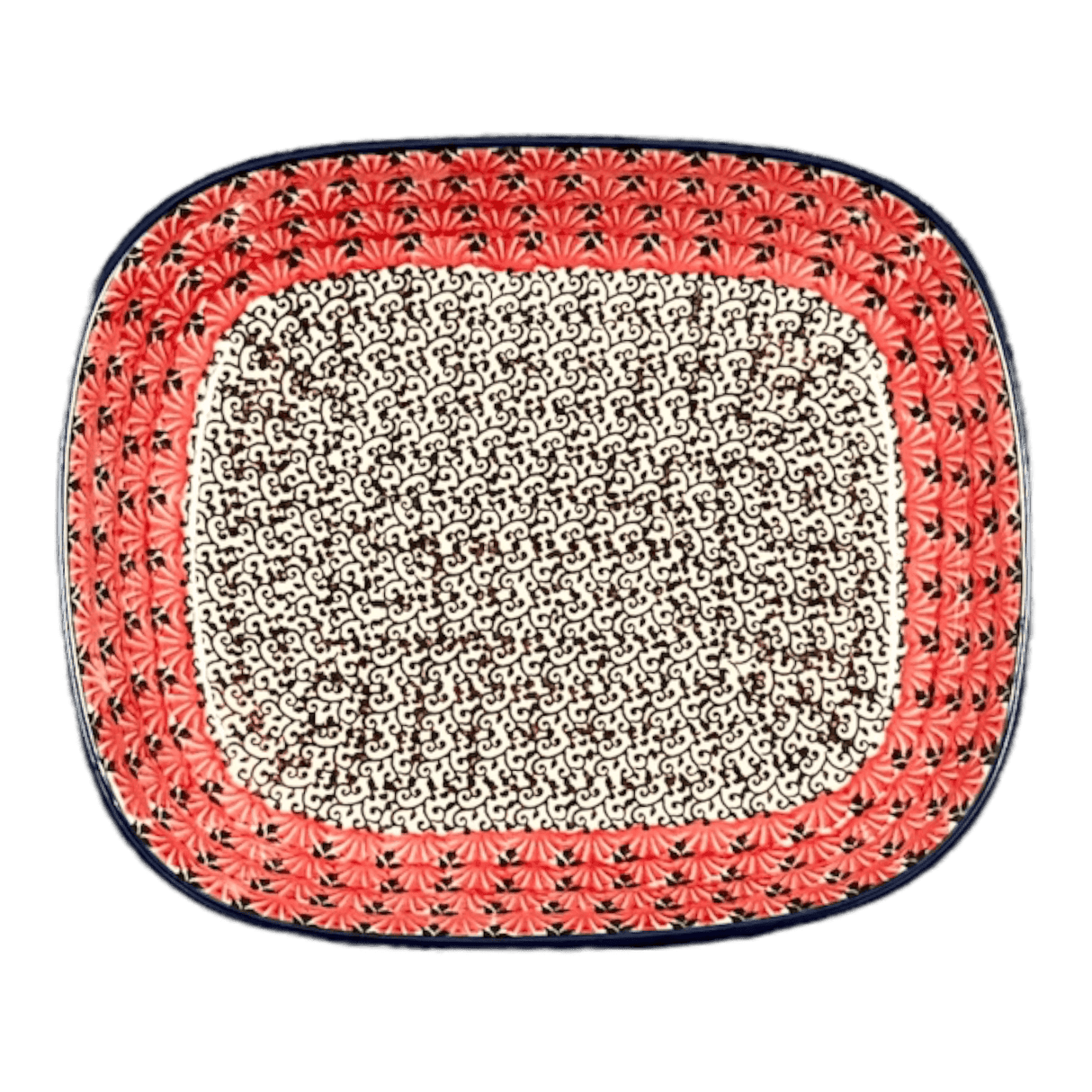 Baker, Rectangular, 7.5" x 9" in "Coral Fans" by Ceramika Artystyczna  | A159-2199X