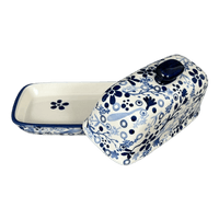 A picture of a Polish Pottery Butter Dish, American, 4" x 7.5" in "Rambling Blues" by Manufaktura | M074S-GZ50 as shown at PolishPotteryOutlet.com/products/american-butter-dish-rambling-blues-m074s-gz50