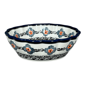 Polish Pottery Bowl, Round, Scalloped, 6.25" in "Mesa Verde Midnight" by Zaklady | Y1891A-A1159A Additional Image at PolishPotteryOutlet.com