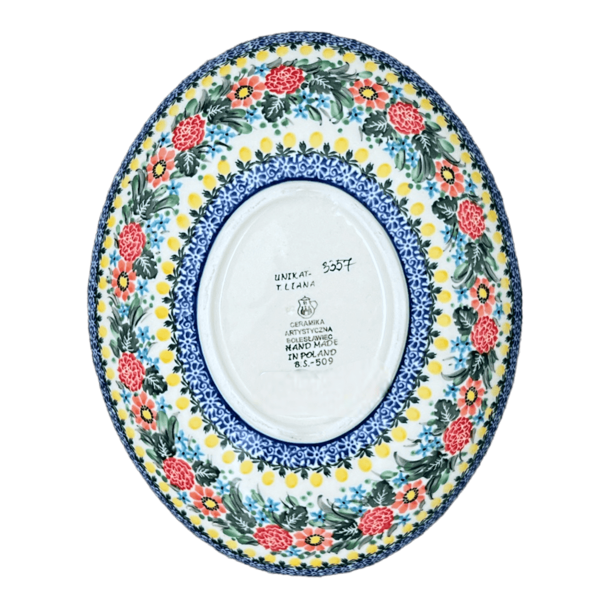 Dish, Oval, 10.25" in "Hummingbird Bouquet" by Ceramika Artystyczna | AC93-U3357