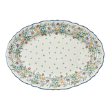 Platter, Oval, Scalloped, 16.75" x 12.25" Large in "Daisy Bouquet" by Manufaktura | P165S-TAB3