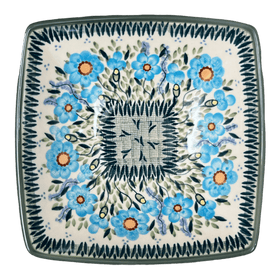 Polish Pottery Medium Nut Dish (Baby Blue Blossoms - Solid Rim) | M113S-JS49A Additional Image at PolishPotteryOutlet.com