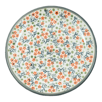 A picture of a Polish Pottery Plate, Round, Dessert, 7.25" in "Peach Blossoms - Solid Rim" by Manufaktura | T131S-AS46A as shown at PolishPotteryOutlet.com/products/7-25-dessert-plate-peach-blossoms-solid-rim-t131s-as46a