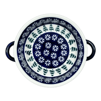 A picture of a Polish Pottery Dish, Stew, Round, 7.5" in "Floral Pine" by Zaklady | Y1454A-D914 as shown at PolishPotteryOutlet.com/products/7-5-round-stew-dish-floral-pine-y1454a-d914