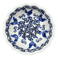 A picture of a Polish Pottery Zaklady 6" Blossom Bowl (Rooster Blues) | Y1945A-D1149 as shown at PolishPotteryOutlet.com/products/6-blossom-bowl-rooster-blues-y1945a-d1149
