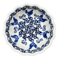 A picture of a Polish Pottery Bowl, Round, Blossom, 6" in "Rooster Blues" by Zaklady | Y1945A-D1149 as shown at PolishPotteryOutlet.com/products/6-blossom-bowl-rooster-blues-y1945a-d1149