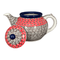 A picture of a Polish Pottery Teapot, 40 oz in "Coral Fans" by Ceramika Artystyczna | A060-2199X as shown at PolishPotteryOutlet.com/products/c-a-40-oz-teapot-coral-fans-a060-2199x