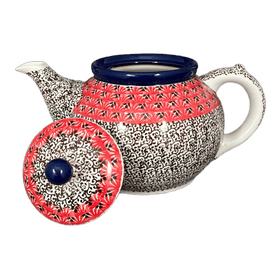 Polish Pottery Teapot, 40 oz in "Coral Fans" by Ceramika Artystyczna | A060-2199X Additional Image at PolishPotteryOutlet.com