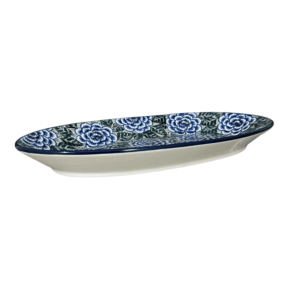 Platter, Oval, 17.5" in "Blue Dahlia" by Ceramika Artystyczna | A200-U1473