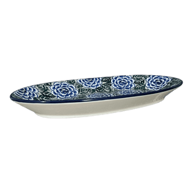 Polish Pottery CA 17.5" Oval Platter (Blue Dahlia) | A200-U1473 Additional Image at PolishPotteryOutlet.com