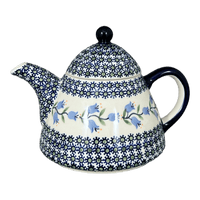 A picture of a Polish Pottery 0.9 Liter Teapot (Lily of the Valley) | C005T-ASD as shown at PolishPotteryOutlet.com/products/0-9-liter-teapot-lily-of-the-valley-c005t-asd