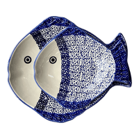 A picture of a Polish Pottery Large Fish Platter (Green Tea Garden) | S015T-14 as shown at PolishPotteryOutlet.com/products/large-fish-platter-green-tea-garden-s015t-14