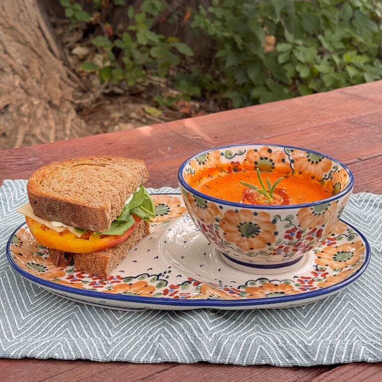 Plate, Oval, Soup & Sandwich, 11.75" x 7.25" in "Autumn Harvest" by Manufaktura | P006S-LB