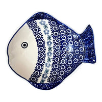 A picture of a Polish Pottery Small Fish Platter (Butterfly Border) | S014T-P249 as shown at PolishPotteryOutlet.com/products/small-fish-platter-butterfly-border-s014t-p249