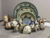 A picture of a Polish Pottery Hedgehog Bank (Sunshine Grotto) | S005S-WK52 as shown at PolishPotteryOutlet.com/products/hedgehog-bank-sunshine-grotto-s005s-wk52