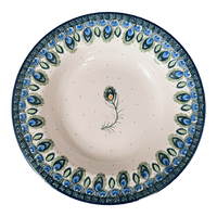 A picture of a Polish Pottery CA Soup Plate (Peacock Plume) | A014-2218X as shown at PolishPotteryOutlet.com/products/9-25-soup-pasta-plate-peacock-plume-a014-2218x