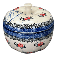 A picture of a Polish Pottery C.A. Large Apple Baker (Wild Rose) | A034-1525X as shown at PolishPotteryOutlet.com/products/large-apple-baker-wild-rose-a034-1525x