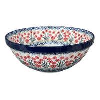 A picture of a Polish Pottery Bowl, Round, 11" in "Red Aster" by Ceramika Artystyczna | A055-1435X as shown at PolishPotteryOutlet.com/products/11-serving-bowl-red-aster-a055-1435x