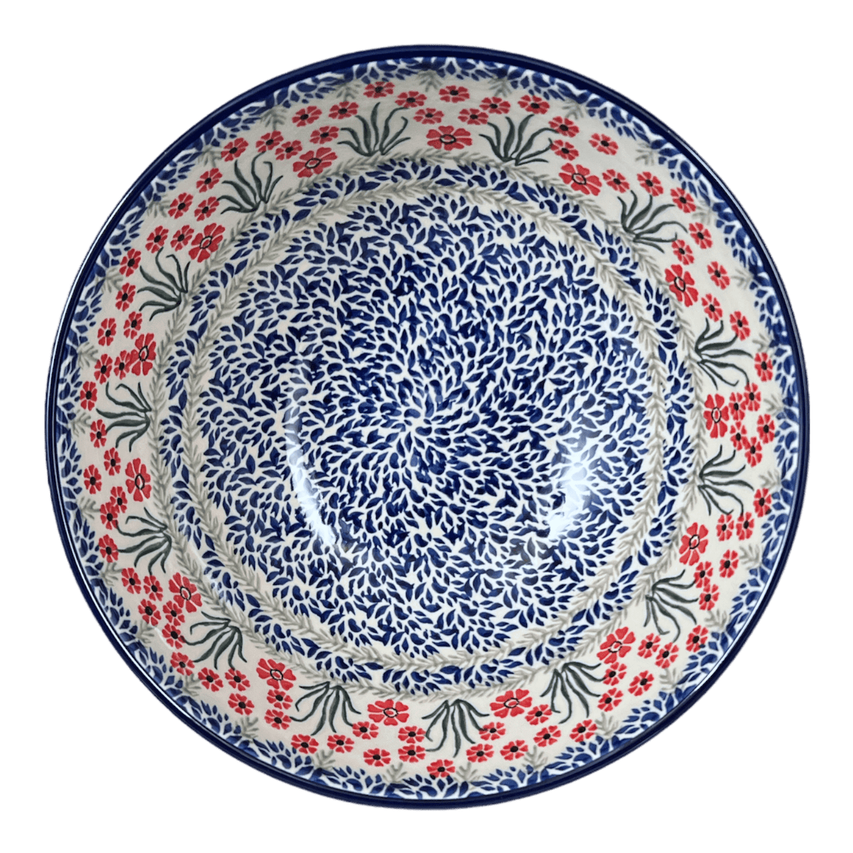 Bowl, Round, 11" in "Red Aster" by Ceramika Artystyczna | A055-1435X