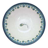 A picture of a Polish Pottery 9" Kitchen Bowl (Peacock Plume) | A056-2218X as shown at PolishPotteryOutlet.com/products/9-bowl-peacock-plume-a056-2218x