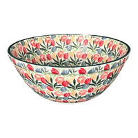 A picture of a Polish Pottery CA 7.75" Kitchen Bowl (Tulip Burst) | A057-U4226 as shown at PolishPotteryOutlet.com/products/7-75-bowl-tulip-burst-a057-u4226