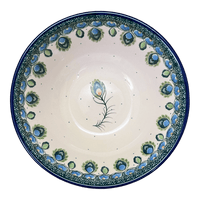 A picture of a Polish Pottery C.A. 6.75" Kitchen Bowl (Peacock Plume) | A058-2218X as shown at PolishPotteryOutlet.com/products/6-75-bowl-peacock-plume-a058-2218x