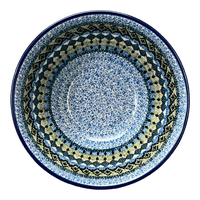 A picture of a Polish Pottery CA 6.75" Kitchen Bowl (Aztec Blues) | A058-U4428 as shown at PolishPotteryOutlet.com/products/6-75-bowl-aztec-blues-a058-u4428